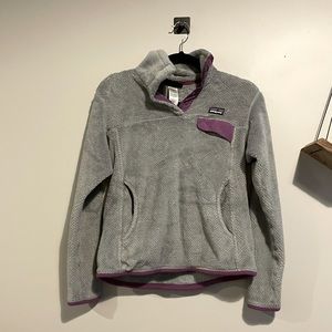 Gray and purple Patagonia fleece; Small